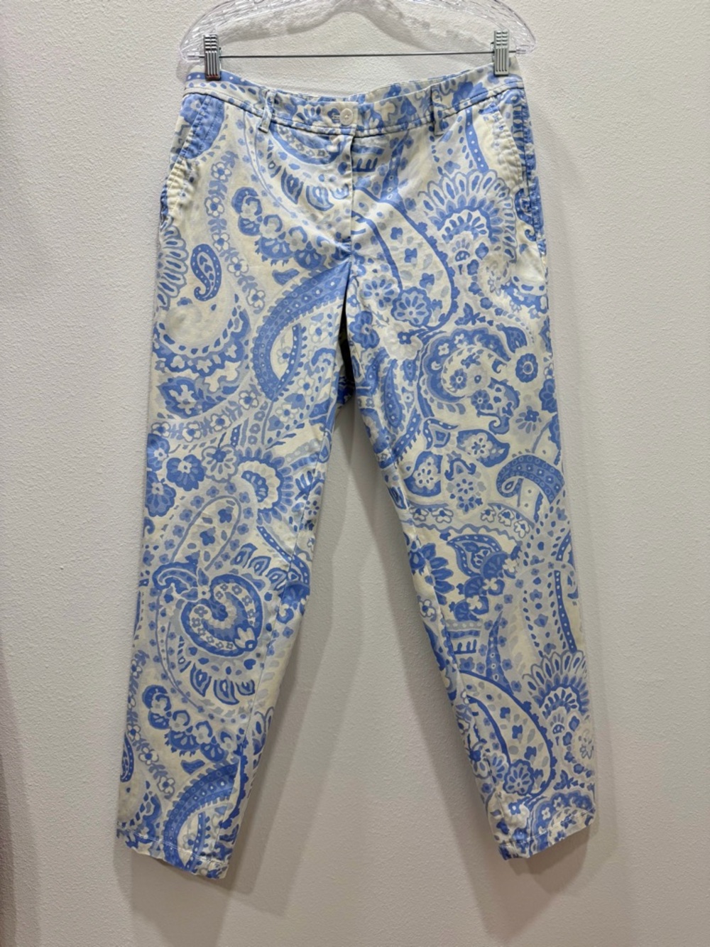 Talbots Relaxed Chino Pants in Blue & White Paisley 🌿 Size 8